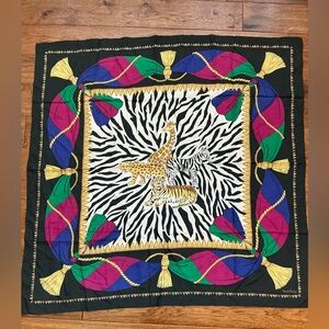 Vintage Diane Von Furstenberg Colorful Safari Pattern Silk Scarf